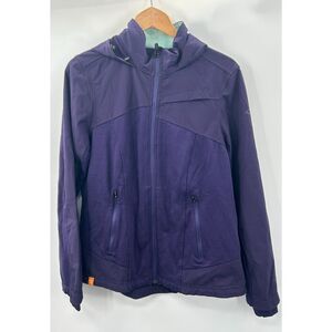 Icebreaker Jacket Womens XL Purple Wool Full Zip Coat Mid Layer Wind Hooded